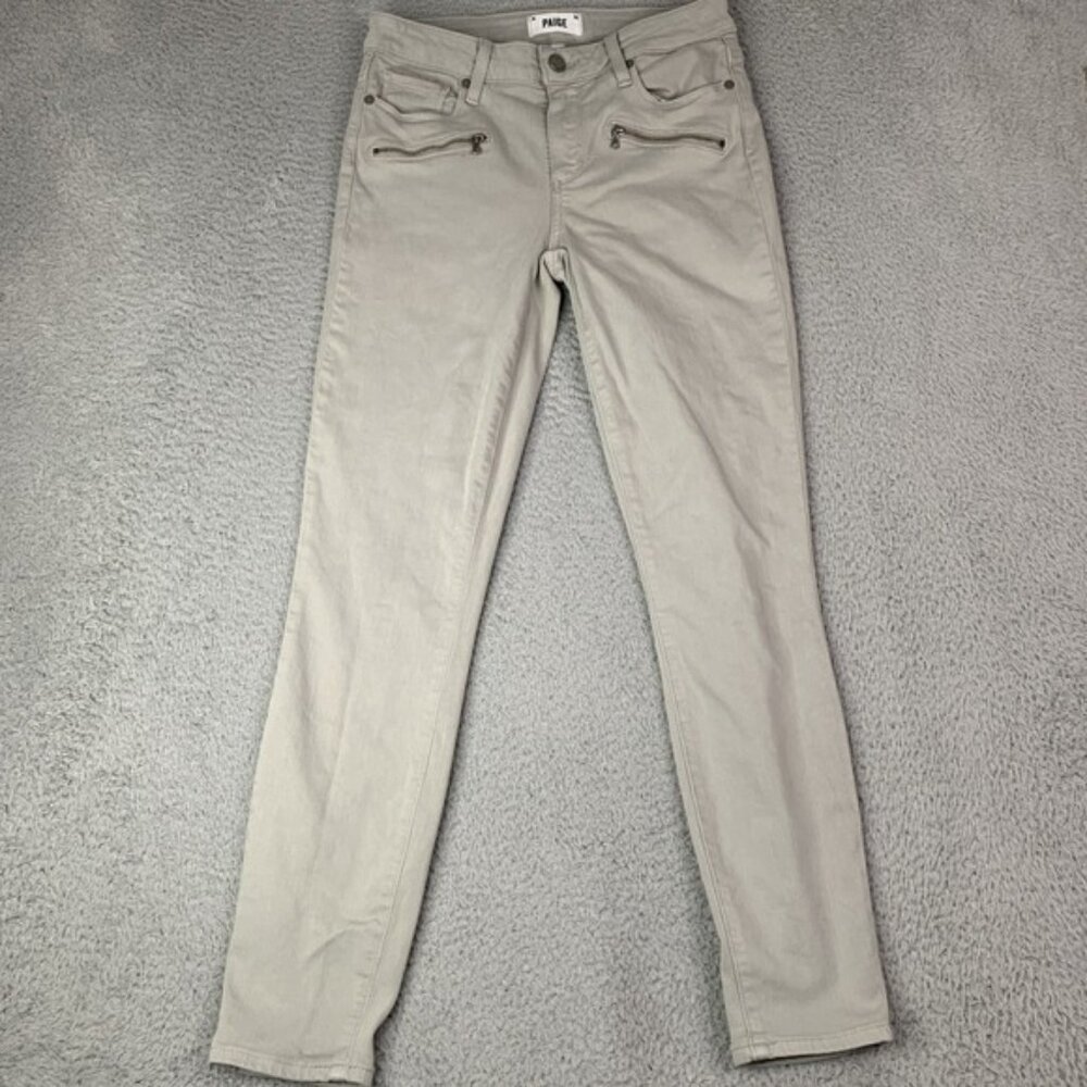 Paige Indio Zip Pants Women's 28 Zippered Front Pockets Tapered Ankle Hem